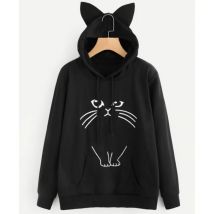 Women's Kitten Paw Print Hoodie Long Sleeve Cute Hoodie Lightweight Pullover Casual Ladies Sweatshirt Fall Autumn Pullover