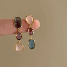 Asymmetrische Bunte Harz Ohrringe für Frauen Retro Kontrast Geometrische Baumeln Ohrringe Koreanische Schmuck Hohe Qualität Großhandel