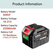 928VF 20V 22500mAh wiederaufladbarer Lithium-Ionen-Akku mit hoher Kapazität für elektrische Kettensäge, elektrischer Bohrschrauber, Elektrowerkzeug