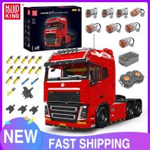 MOLD KING 19015 Giocattoli per auto tecniche NUOVO MOC-2475 RC Trattore motorizzato Camion e MOC-4814 Modello di rimorchio Blocchi di costruzione Regalo per bambini