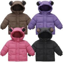 Herbst Winter Warm Halten Jungen Mädchen Jacke Mode Nette Ohren Dicke Plus Samt Mit Kapuze Mantel Für 2-6Years Kinder Baumwolle gefütterte Kleiden