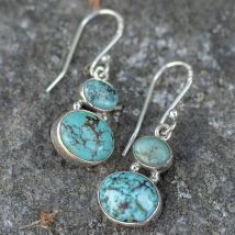 Böhmische Damen-Ohrringe mit natürlichem Türkis-Anhänger, Vintage-Stil, ethnische Ohrringe, 2023, neue Damen-Ohrringe, Zubehör