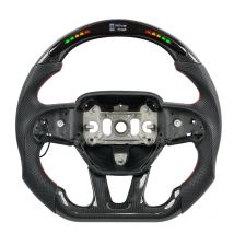Trockenes LED-Kohlefaser-Lenkrad perforiertes Leder für Dodge Challenger Ladegerät srt sxt hellcat 2015-2023 flacher Boden