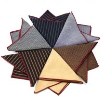 Solid Striped Brown Pocket Square 23CM Cotton Men's Suit Handkerchief Groom Host Hanky Wedding Party Chest Tie Suit Accessories