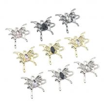6pcs/lot Zinc Alloy Handmade Inlaid with zircon Butterfly Charms Connector For DIY Fashion Earrings Necklace Jewelry Accessories