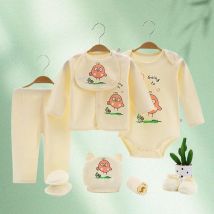 Baumwoll-Outfit für Neugeborene, Jungen, 10 Stück/Packung, Kleidungsset für Mädchen, weich, 0–3 Monate, Cartoon-Vogel-Body, Oberteil, Hose
