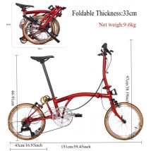 Small Cloth Folding Bicycle 16inch Aluminum Alloy Ultra-light and Portable 9-speed National Cloth Triple-fold Bike Cycling