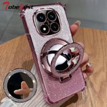 Custodia in silicone antiurto glitterata per Xiaomi Redmi 14C Note 14 Pro Plus 4G 5G Supporto magnetico per specchio Custodia morbida