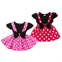 2 pezzi estate bambina vestito carino set manica corta t-shirt nera + gonna con bretelle a pois abbigliamento da festa per bambine 1-5 anni