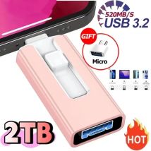 Neues 4-in-1 OTG 512 GB 256 GB für iPhone USB 3.0-Flash-Laufwerk 2 TB 1T Android TYPE-C PenDrive Mobiles Micro-USB-Speicherstick-Laufwerk kostenlos