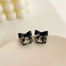 2023 neue Schwarze Schleife Zirkonia Ohrstecker Quadratische Schleife Ohrringe für Frauen Modeschmuck Geschenke
