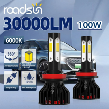 TEENRAM 30000LM 2PCS H7 H11 9005 9006 H4 H13 9007 9004 Fari a LED 100W con ventola di raffreddamento Luminosità 800% Installazione semplice