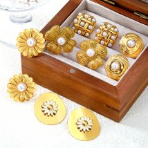 Retro Großzügiges Mädchen Zou Ju Woven Mesh Weiß Gummi Perlen Ohrringe Französisch Stil Persönlichkeit Party Schmuck Zubehör