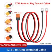 Kabel XT60 do O-Ring Terminal, XT60i Żeńskie do M8 O-Ring Terminal Wtyk z Kablem Silikonowym 1m~10m (12AWG/10AWG)