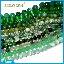 Natürliche Grüne Stein Perlen Achat Kristall Jade Türkis Lose Runde Spacer Perlen für Schmuck Machen Diy Armband Zubehör 15''