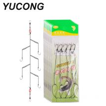 YUCONG Schnurhaken 3 # -13 #   Angelhaken aus Kohlenstoffstahl, Rigs, drehbar, einzelne Angelhaken-Kombination, 5-Haken, mit Widerhaken, scharfer Griff, Pesca