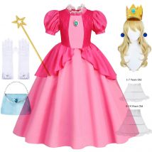 Vestidos de melocotón para niñas, disfraz de princesa, ropa para fiesta, Cosplay, Halloween, Carnaval, cumpleaños, Vestidos para niños
