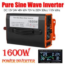 Reiner Sinus-Wechselrichter, 1600 W, 12/24/48 V auf 220 V, 110 V, Spannungswandler, LED-Anzeige, Hochleistungs-Wechselrichter, Auto-Wechselrichter