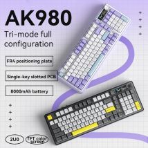 Teclado mecánico para juegos Ajazz AK980 con pantalla a Color 98 teclas RGB Bluetooth teclado