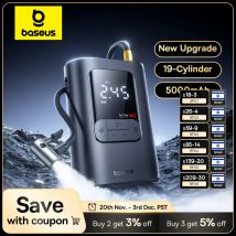Baseus Compressore d'aria portatile per pompa d'aria per auto senza fili per auto, motocicli, biciclette, gonfiatore elettrico per pneumatici con display digitale LCD