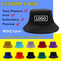 1Pcs Heißer stanzen Freies Individuelles LOGO Eimer Hut Frauen Männer Sommer Angeln Hüte Casual Fischer Kappe Krempe K pop hip Hop Sonnenhut