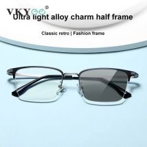 VKYEE Ultraleichte Herren-Business-Brille mit halbem Rand, anpassbare verschreibungspflichtige Anti-Blaulicht-Brille, photochrom, 9172K