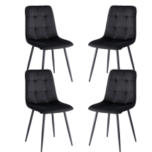 Ein Set mit 4 modernen Esszimmerstühlen aus holländischem Samt und Metallbeinen im minimalistischen Stil für das Wohn-/Esszimmerrestaurant in der Küche