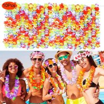 10 teile/satz Hawaiian Girlande Halskette Luau Sommer Künstliche Blume Leis Kranz Für Strand Hochzeit Hawaii Geburtstag Party Dekoration