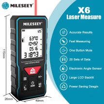 MILESEEY X6 Cinta métrica láser 40M 60M 80M 100M, telémetro profesional con pantalla de ángulo para bricolaje, decoración, edificio
