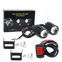 1/2PCS Universal Motorcycle LED Headlight Projector Lens Dual Color ATV Scooter Driving Lamp Fog Light Auxiliary Spotlight Lamp