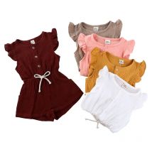 Sommer Neue Kinder Kleidung Mädchen Strampler Baumwolle Leinen Kinder Overalls Kurzarm Kinder Kleidung Mädchen Strampler 1-5 Jahre