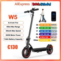 Patinete eléctrico W5, Motor de 8,5 pulgadas, 350W, batería de 36V7.8Ah, velocidad máxima de 30km, rango de 34km, neumáticos inflables de freno doble, conexión por aplicación