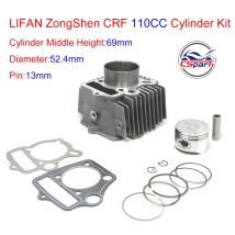 52,4 mm 13 mm 110 CC Zylinder Kolbenring Dichtungssatz Dirt Bike Pit Bike ATV Quad