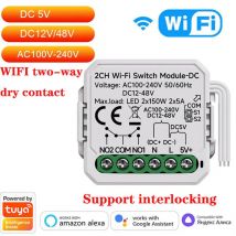 Modulo interruttore WiFi/zigbee Smart Dry Contact Relè interruttore fai da te per casa intelligente DC 12-48V AC 100-240V compatibile con Alexa Google Home