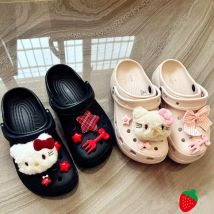 New Hello Kitty Plush Shoes Charms Set  for Clogs, Sandals & Bags DIY Anime Shoe Accessories For Xmas Party Gifts Favo