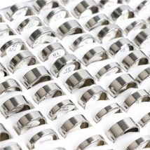 Commercio all'ingrosso 30/50/100/200 Pz/lotto Moda Liscio Anelli In Acciaio Inox Per Le Donne Degli Uomini Mix Formato Semplice Gioielli Regali Del Partito