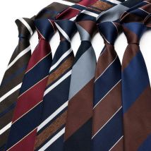 Cravatta da uomo di lusso 8CM Cravatta a righe Cravatte a righe per uomo Sposo Groomsman Tessuto jacquard Ascot Accessori per feste aziendali formali