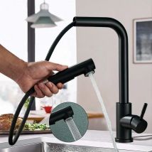 Rubinetto per lavello da cucina estraibile nero opaco Due modelli Ugello spruzzatore a flusso Rubinetto miscelatore acqua calda fredda in acciaio inossidabile