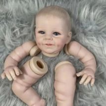 Kit de muñeco realista pintado de 21 pulgadas Shaya con ojos azules y pestañas piel 3D venas visibles piezas de molde de muñeca con cuerpo de tela