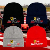 For Ferrari 458 488 599 612 FF F12 F1 Racing Team Motorcycle Enthusiasts Men Casual Knitted Hat Autumn Winter Windproof Warm Cap