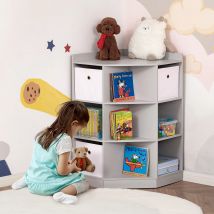 Scaffale angolare per bambini HOMCOM con 3 ripiani per la cameretta dei BAMBINI