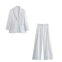 2024 herbst neue frauen kleidung temperament vielseitige feine streifen lose anzug jacke gefaltete hosen set