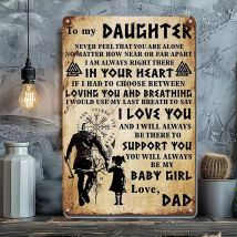 1pc  Metal Sign Vikings Give My Daughter Love Dad Dad and Daughter Garage Metal Sign