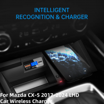 Cargador inalámbrico de coche de 15W para Mazda CX-5 2017-2024 LHD soporte de teléfono de carga rápida accesorios de coche