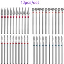 Zestaw 10 szt. diamentowych frezów do paznokci, elektryczne frezy do manicure, obrotowe frezy do skórek, akcesoria do manicure.