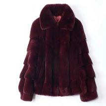 Neue Mode Dame 100% Natürliche Rex Kaninchen Pelzmantel Frauen Winter Dicke Warme Echte Rex Kaninchen Pelz Jacke Mit turndown kragen