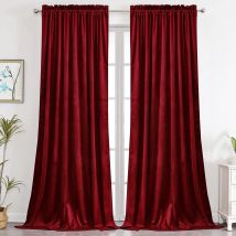 Christmas Red Velvet Curtains Room Darkening Curtains Thermal Insulated Soft Privacy Drapes for Bedroom Living Room Home Theatre