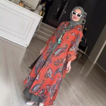Muslimische Frauen drucken Strickjacke Robe Jalabiya Vestidos Eid Ramadan Einreiher Kleider Marokko Dubai offen Abayas Arab Kaftan