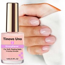 Tinovo Uno Rosa Nagelstärkungsmittel, Basisöl, natürlicher trockener Nagelwachstumslak, 12 ml, schnell trocknend, stärkerer Nagellack, Finish-Maniküre