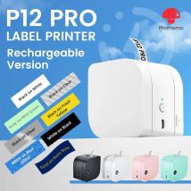 Phomemo Etikettendrucker P12 PRO Tragbarer Etikettendrucker, 12 mm, wiederaufladbarer Bluetooth-Tintenlosdrucker, mehrere Vorlagen für Büro und Zuhause